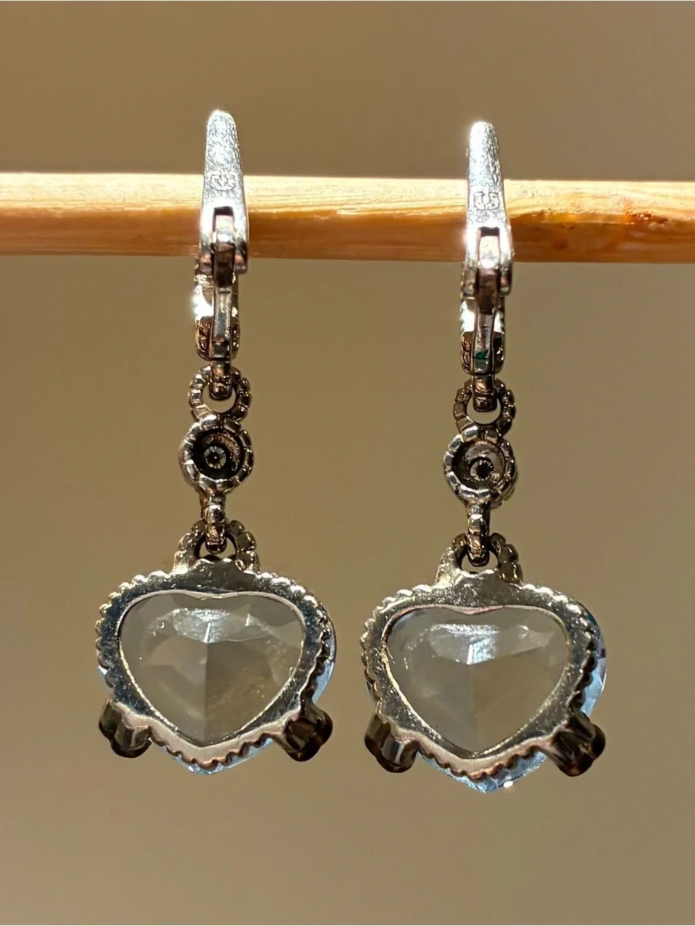 Judith Ripka Blue Topaz Heart Drop Earrings - Silver & Gold Tone